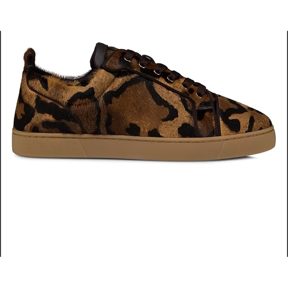 Christian Louboutin, Louis Jr leopard print leather sneakers size 44